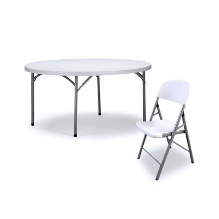 Cateringový okrúhly skladací stôl - priemer 154cm + STOLIČKY