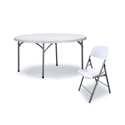 catering kerek asztal 154 cm székekkel